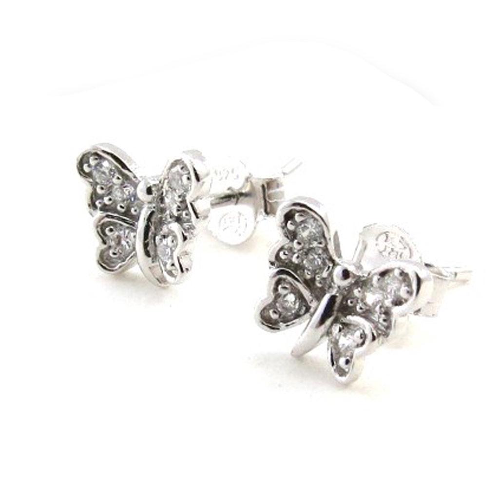 Les Trésors De Lily [I9835] - Серебряные серьги «Бабочки» Серебро белое (родиевое покрытие) - 7х8 мм