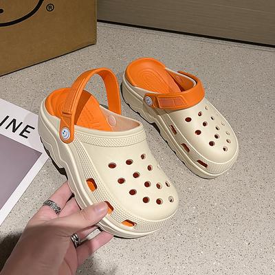 Новые туфли с дырочками, летние пляжные сандалии с толстой нескользящей подошвой, симпатичные универсальные женские тапочки