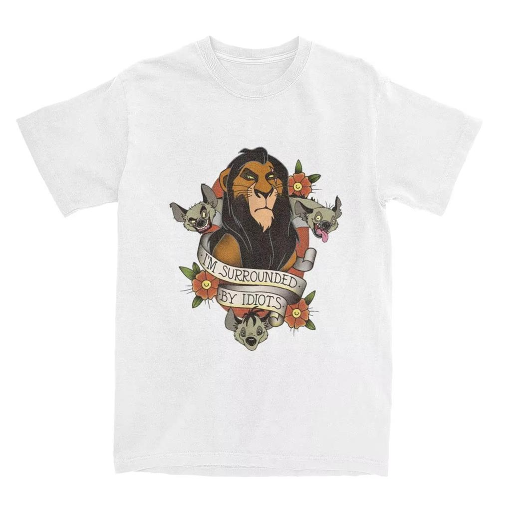 Lion King Scar Pattern Tshirt Unisex Women Cotton Tees Casual Couple Unisex Summer Streetwear Oversized Short Sleeve Tee