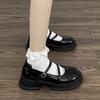 Ins круглый носок черный универсальная платформа повседневные маленькие кожаные туфли женские 2025 новая летняя ретро французские туфли Мэри Джейн