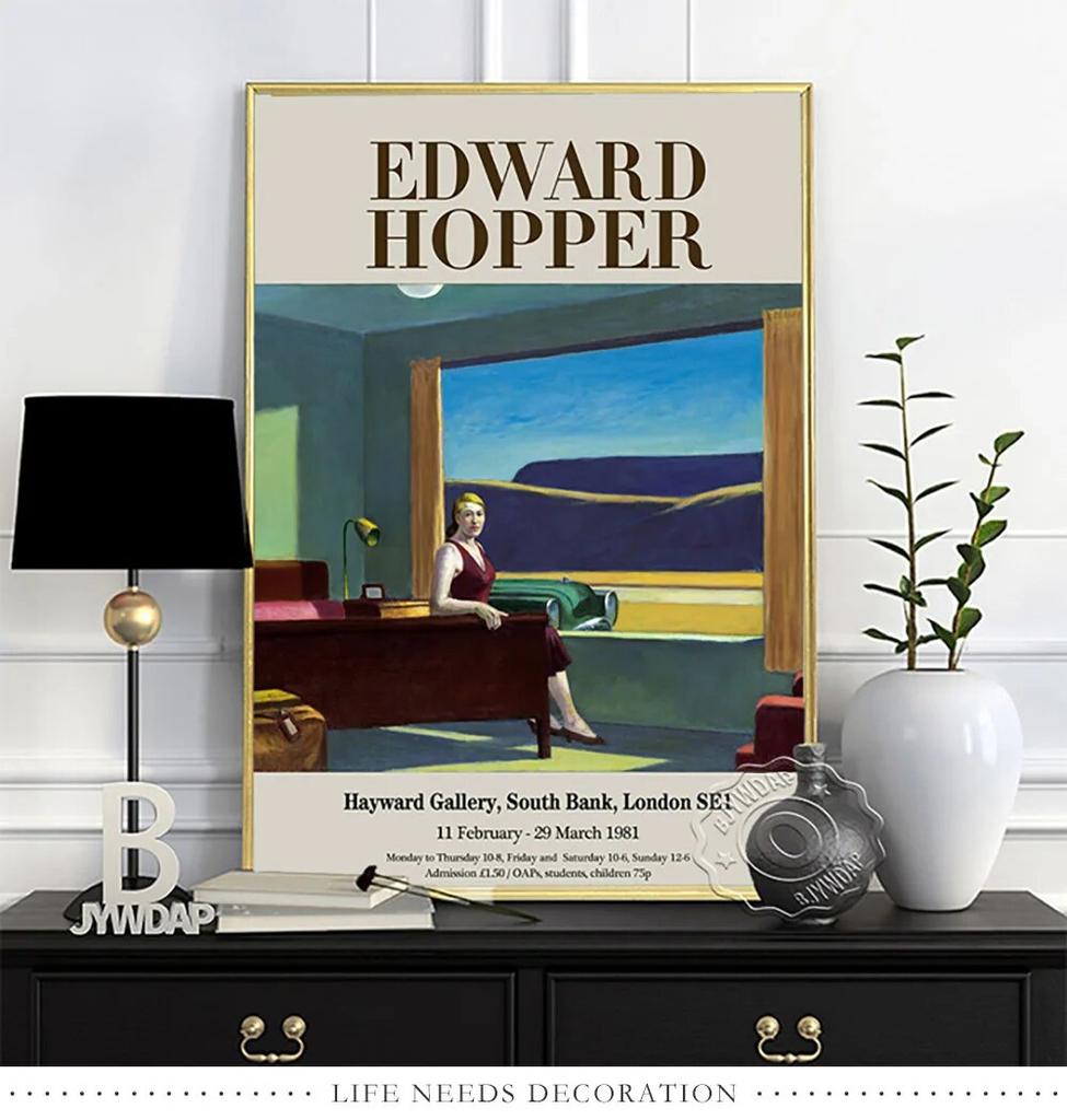 Плакат выставки Эдварда Хоппера, Художественные репродукции «Утреннее солнце», Настенная картина «Ночные ястребы», Настенное искусство с пейзажем из современной американской жизни без рамки