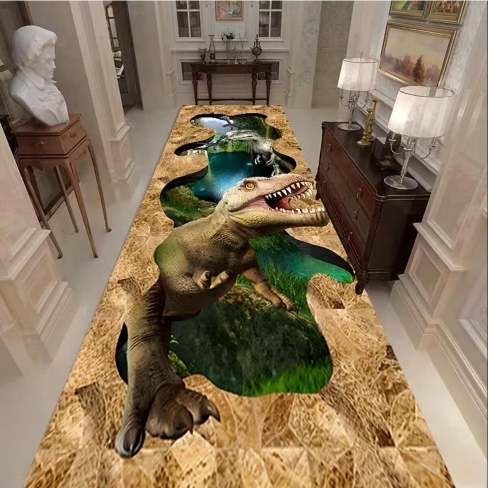 3D ковер с динозаврами Юрского периода, Преисторический T-Rex, Иллюзия, Коврик для пола, Мягкий, Моющийся, Нескользящий, Декор на тему Динозавров для игровой комнаты, Спальни