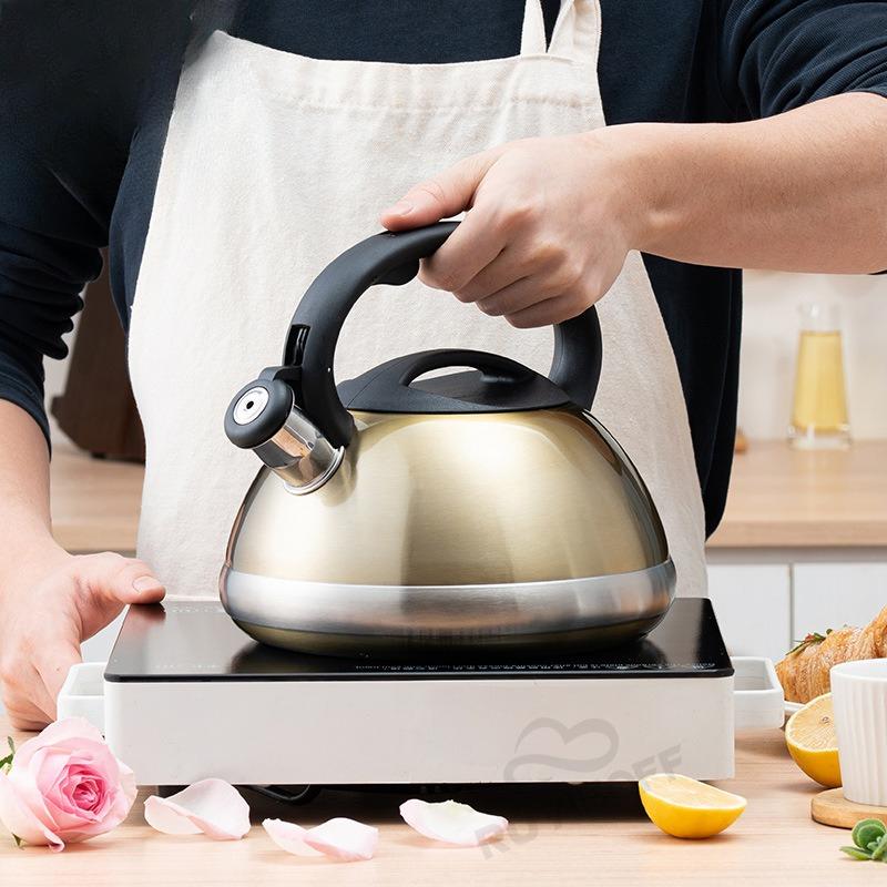 304 Нержавеющая сталь чайник для кипячения воды бакелитовая ручка полусфера бронза 3 л свисток кастрюля индукционная плита бытовые кухонные принадлежности