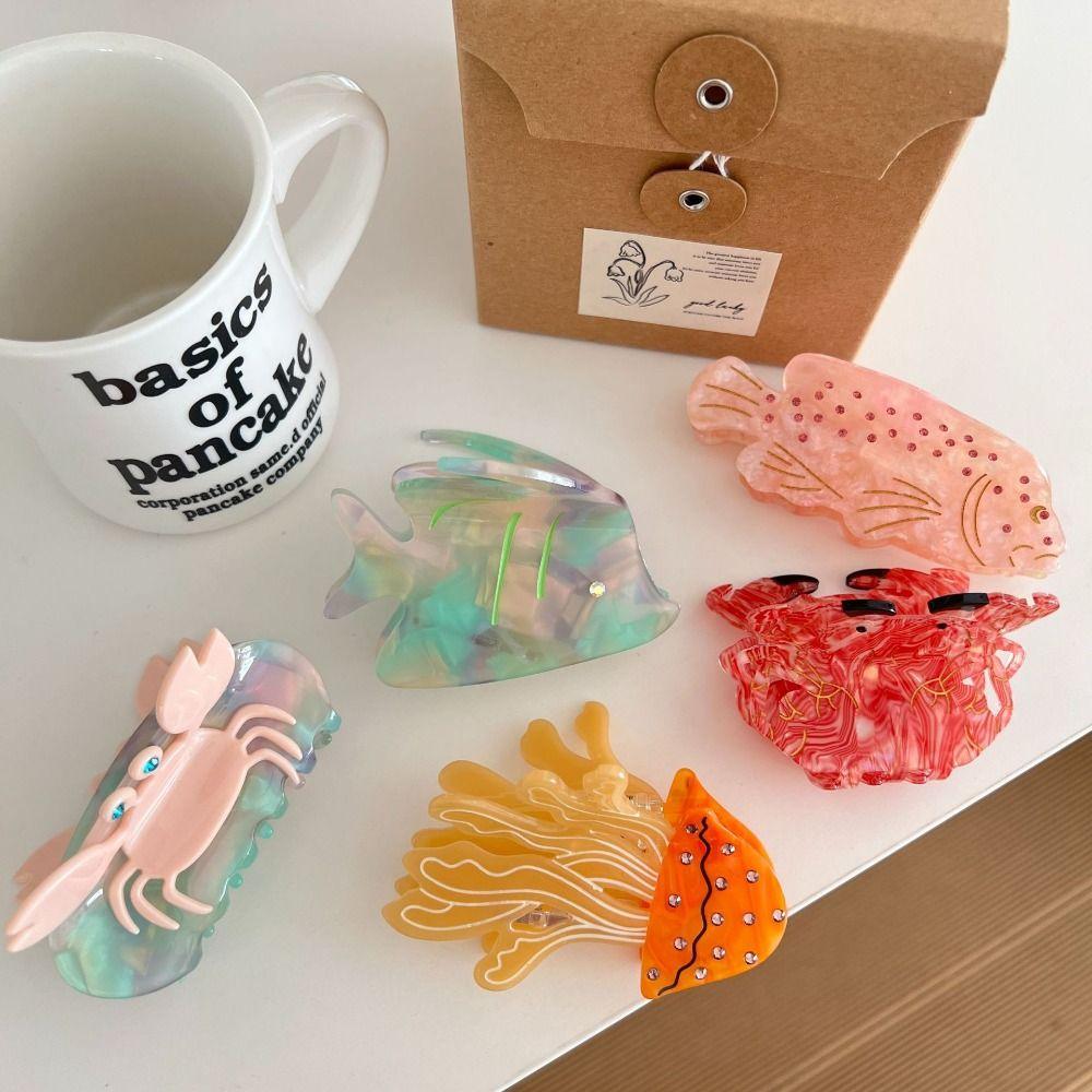 Sweet Ocean Animal Hair Clip Acetic Acid Geometry Shark Clip Crab Fish Hair Claw Women
