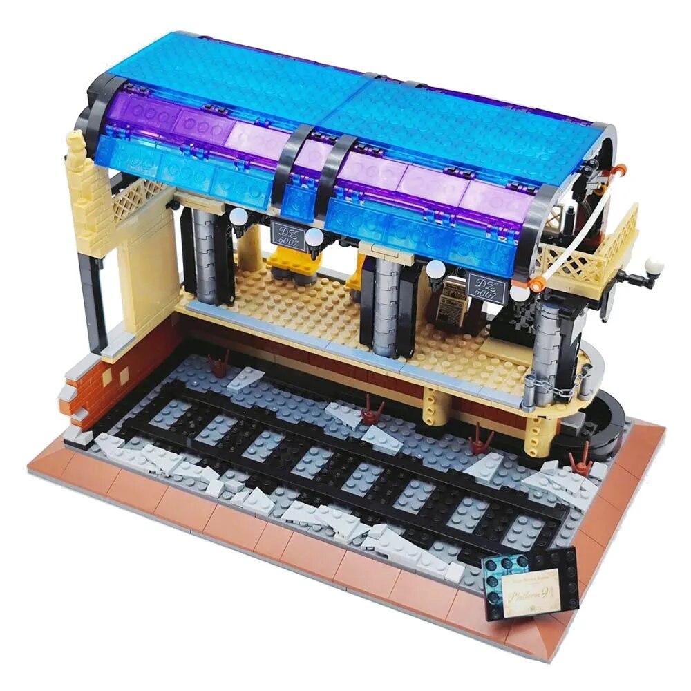 1308PCS Creative Magic Railway Station Building Blocks MOC City Street View Train Educational Toys Gifts For Kids Children
