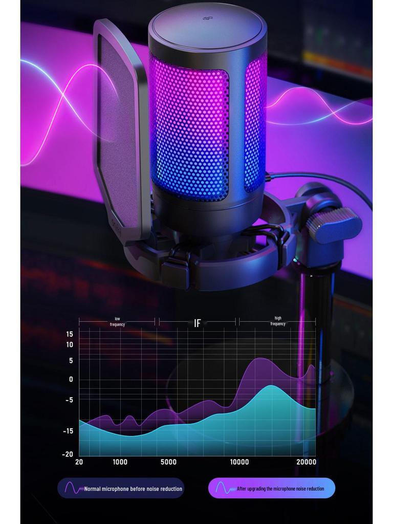 Микрофон Fifine Radiance A6 RGB для записи на настольный компьютер и телефон