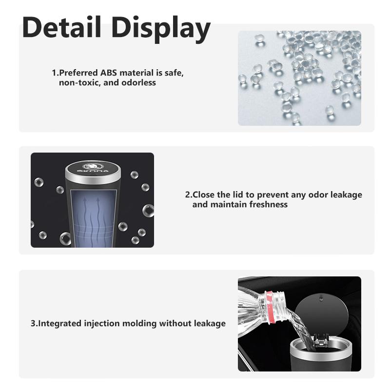 AAFO1 Car Trash Can Mini Waterproof Storage Cup Holder Garbage Bin Lid Accessories For Skoda Octavia A5 A7 RS Fabia Superb Rapid Karoq