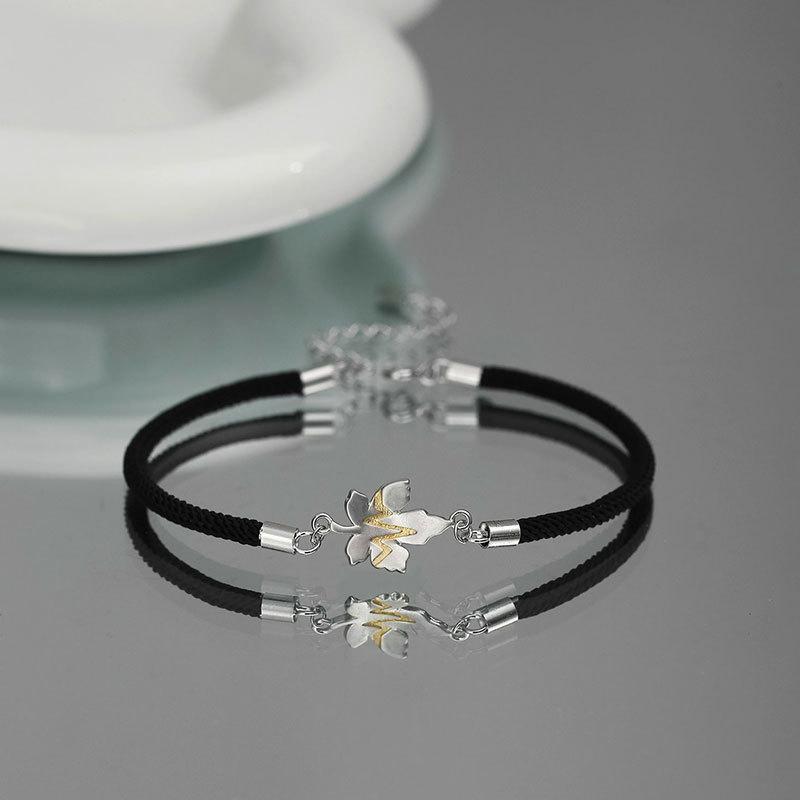 1шт. Браслет из кленового листа для влюбленных Ins Wind Niche Senior Hand Rope Подарочные украшения на День святого Валентина