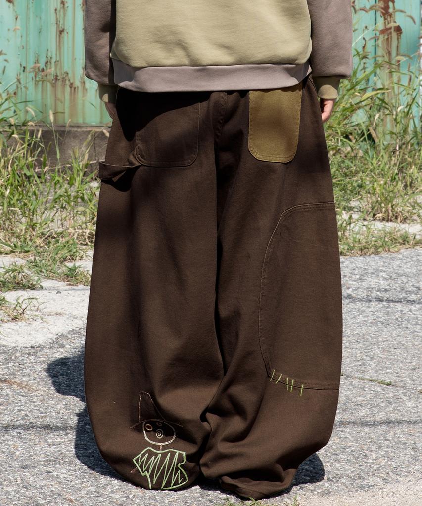 RuNaKi'Hu' Wxp053 Heo Jae-Bi Patchwork Cotton Balloon Pants (Brown)
