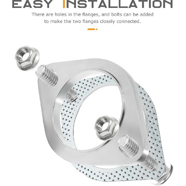 2 шт. Прокладка выхлопной системы, Автоаксессуары Прокладка фланца выхлопной системы, Прокладка глушителя, Прокладка каталитического нейтрализатора, Ремонтный комплект фланца выхлопной системы с болтом и гайкой, Подходит для