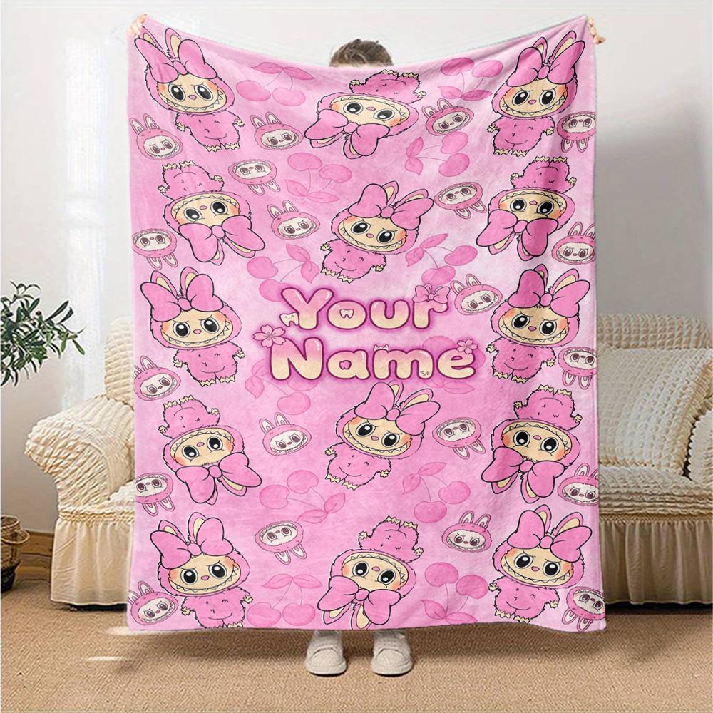 Labubu Customize Text Blanket Lightweight Customizable Blanket Warmthful Decor Great for Office Chair Home Decor Livingroom Sofa