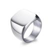 [N-Style] Seal Stand Ring Ring Stainless Square Thick Wide Rugged Larger Simple Men's Gold Silver Fashionable Cool (Silver, 16)