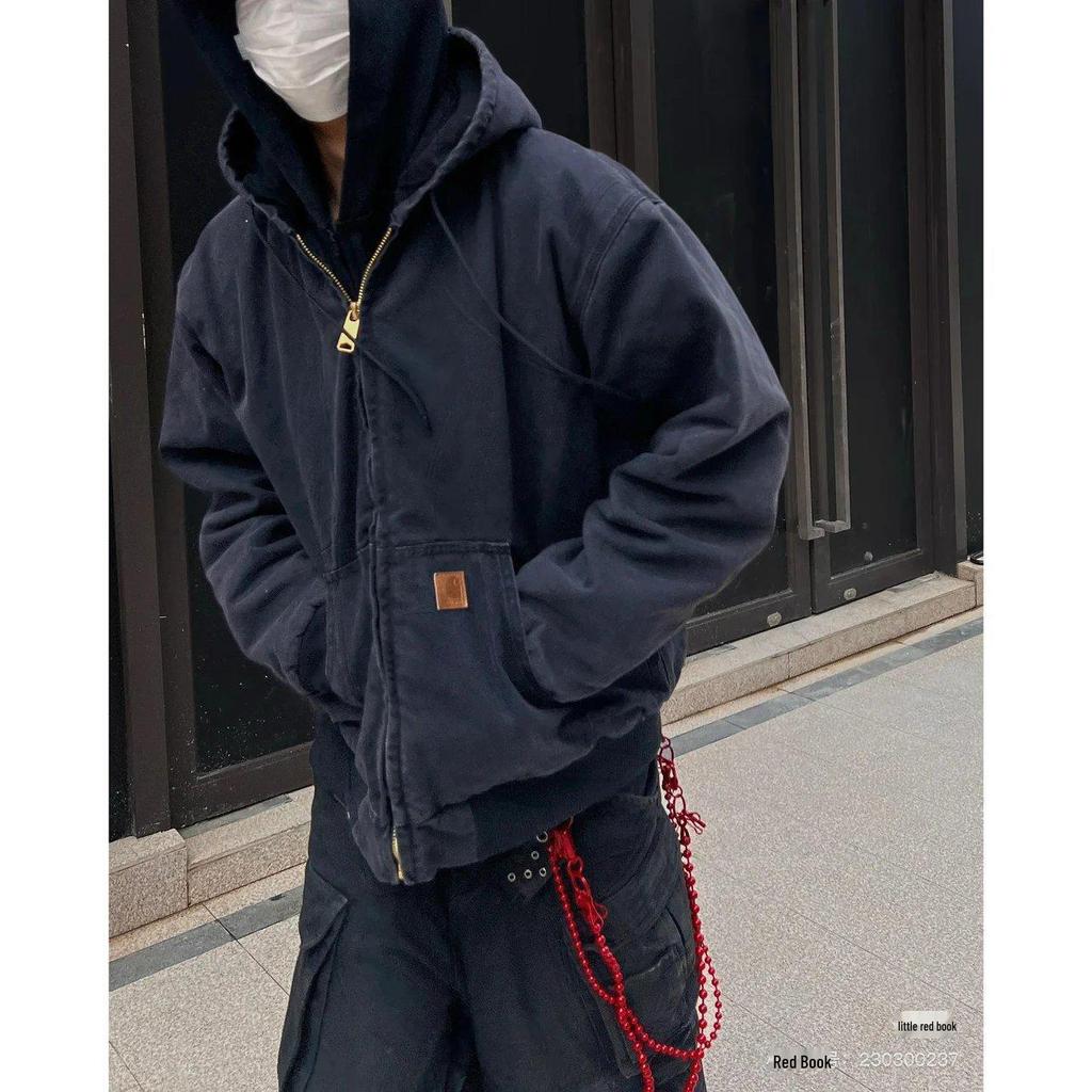 J25 Тяжелая стираная J130 Куртка-бомбер с капюшоном, потертая, винтажная, для автомобиля