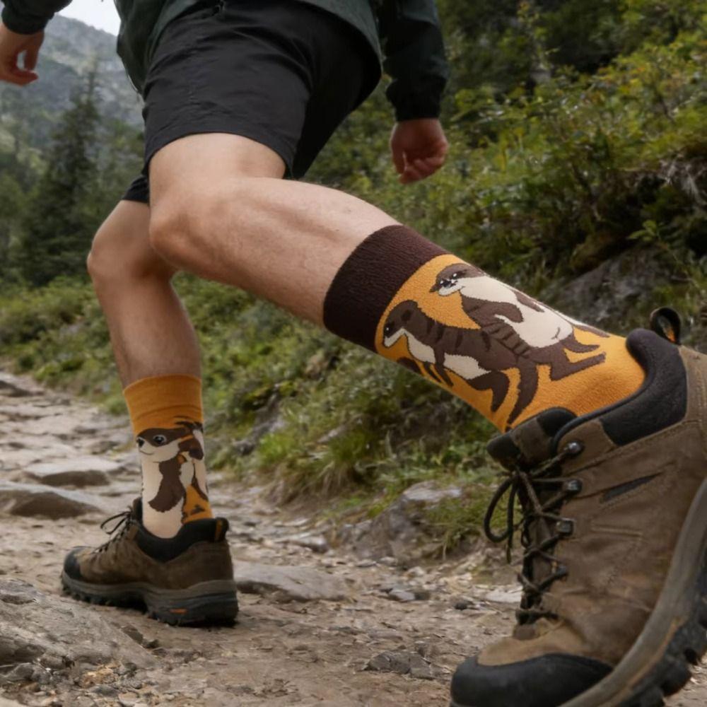 Cartoon Mid-Calf Socks Cute Home Socks Fashion Weasel Pattern Socks  For Daily Wearing