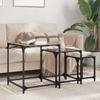  Coffee Tables That Slide Under Each Other, 3 Pieces, Black Glass Top