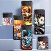 Чехол для Samsung Galaxy Z Flip 3 4 5G, черный жесткий корпус для телефона из ПК Z Flip4, роскошный сегментированный чехол, убийца демонов, аниме