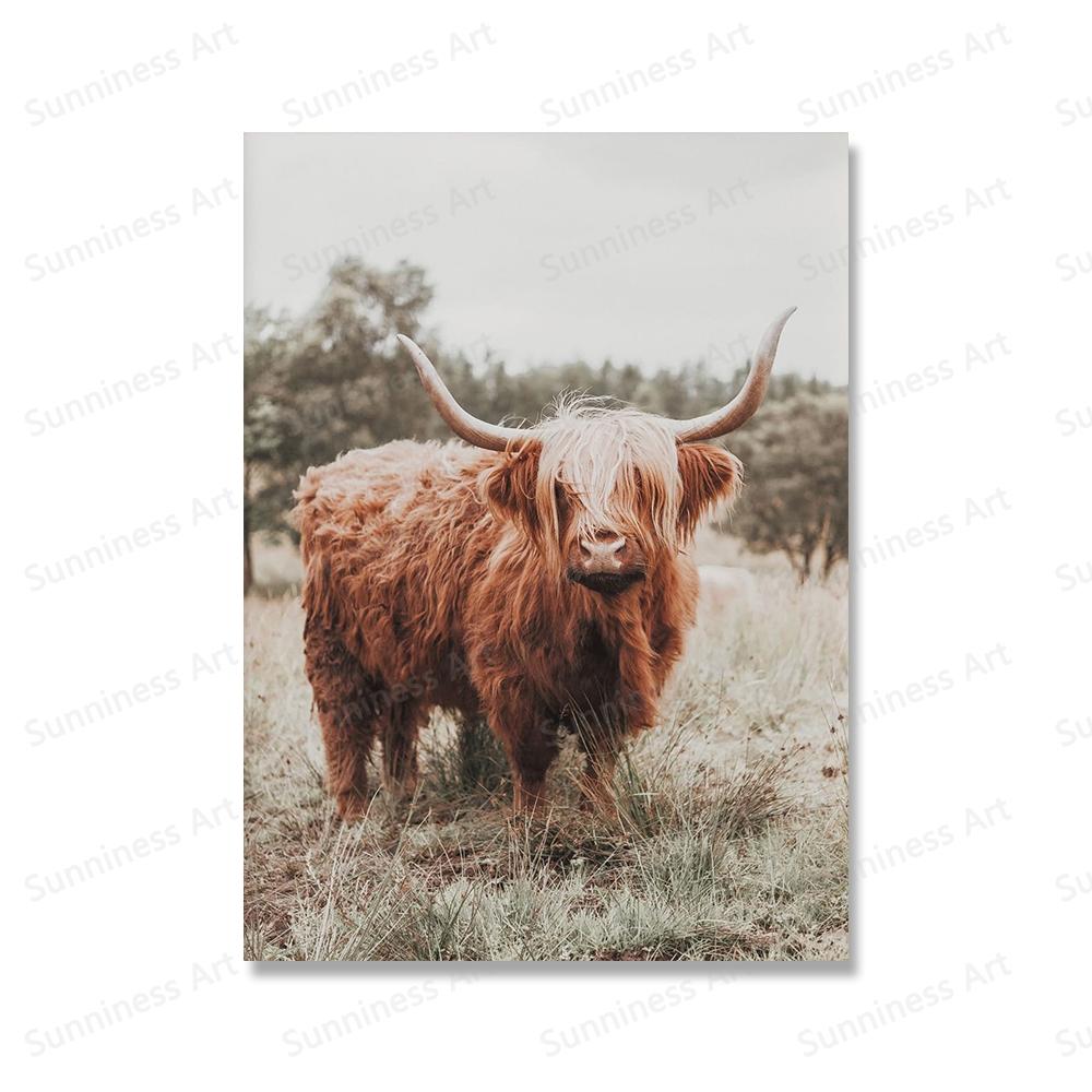 Boho Rustic Western Southwest Prints Farmhouse Highland Cow Horse Poster Canvas Printing Wall Art Picture Living Room Home Decor