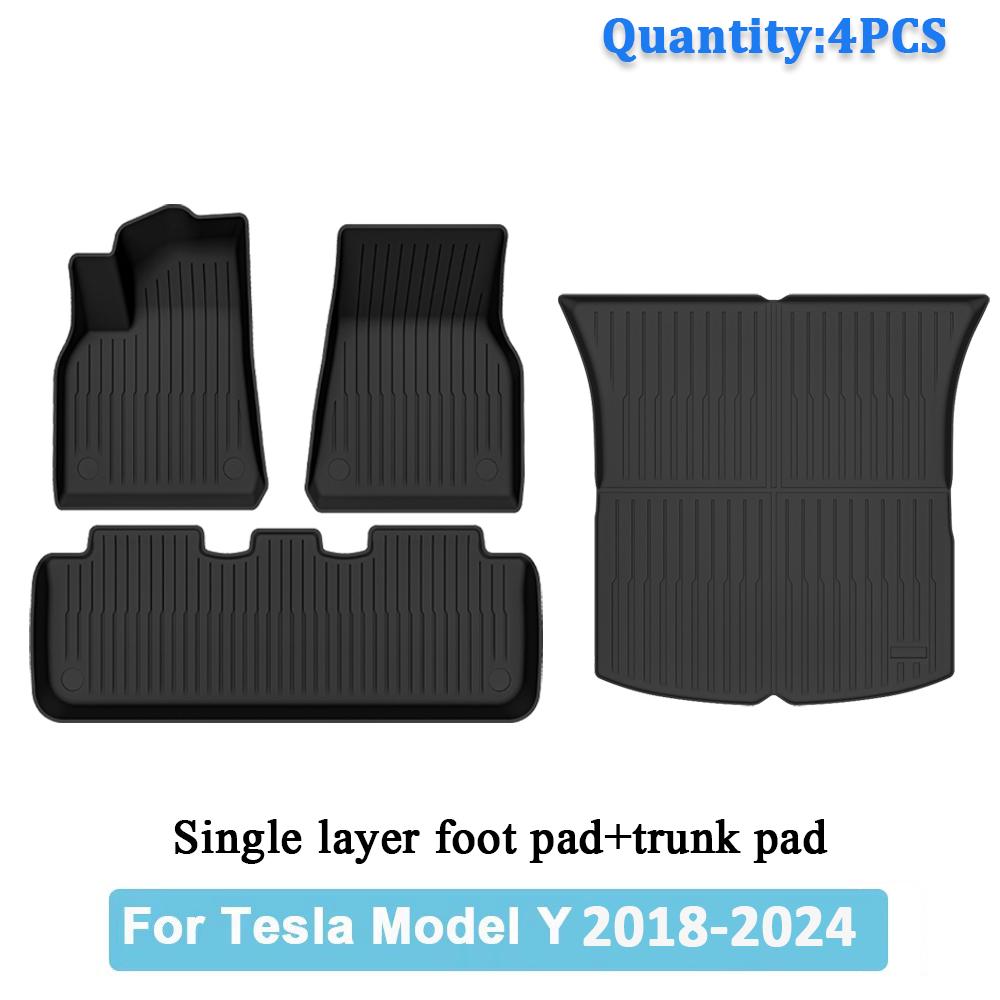 Car Trunk Mat For Tesla Model Y 2020 2021 2022 2023 2024 TPE Floor Mats & Cargo Liner All Weather Trunk Mats Floor Liner Mat
