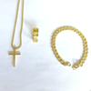 Cross Jewelry Chain Ring Bracelet Necklace 3 Sets