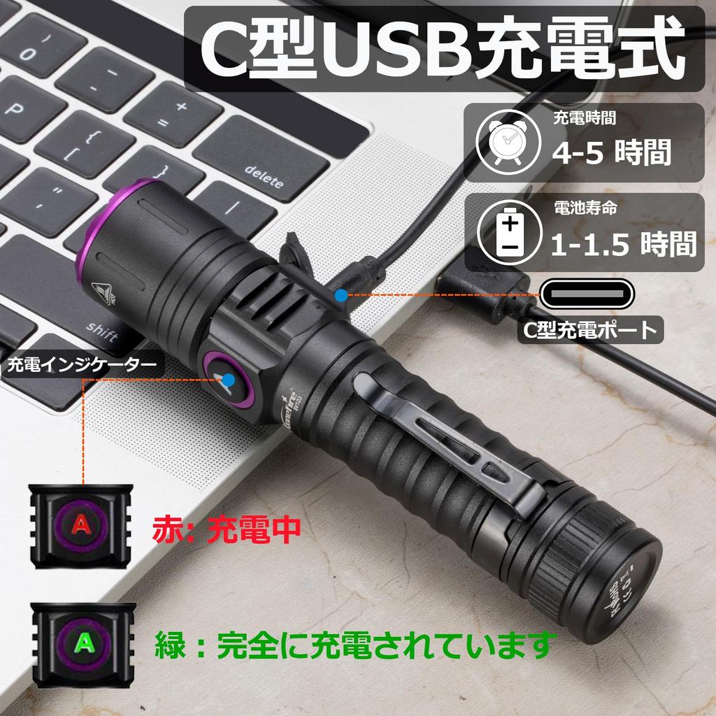 Alonefire SV103 10 Вт Ультрафиолетовый Черный Свет Мощный УФ Светодиодный Свет Длина Волны 395 нм Тип C Перезаряжаемый по USB Свет Анисаки Деревянная Лампа Инспекция Домашний Питомец