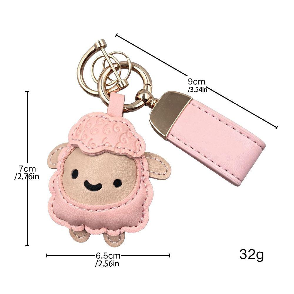Cartoon Goat Pendant Braided Rope Goat Car Keychain Rich and Lucky Pu Sheep Keychain Women