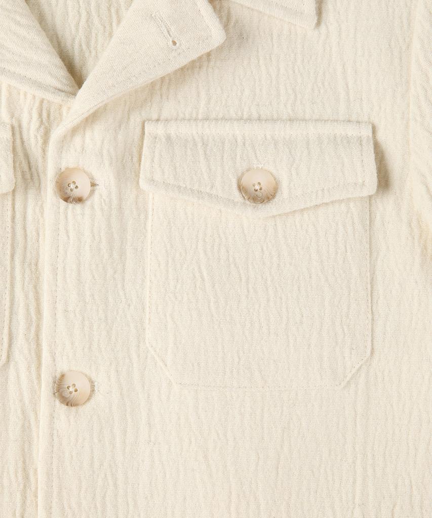 Panicale Ivory Wrinkle Herringbone Shirt Jacket