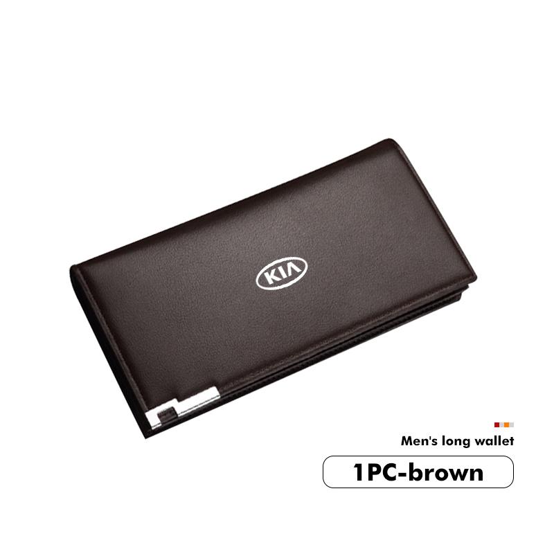 AANV1 Leather Car Emblem Credit Card Purse Portable Large Wallet For KIA Rio K5 K2 Sportage Ceed Sorento Picanto Stinger Soul