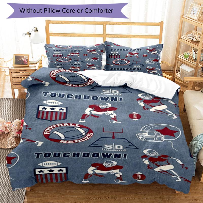 3pcs American football Bedding Set Duvet Cover Closure Includes 1 Duvet Cover & 2 Pillowcases, Soft and Comfortable for All Seasons.