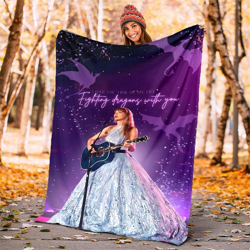 TS Fan Flannel Blanket Soft All-Season Throw, Design for Camping, Car Travel, Hiking Sofa, Bed, Office Perfect Gift for Parties