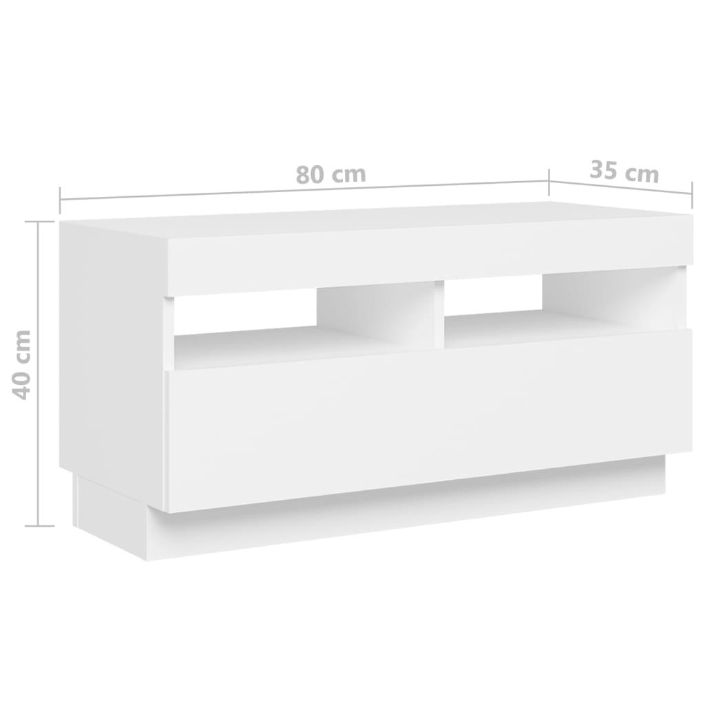 TV Cabinet with LED Lights White 180 x 35 x 40 cm