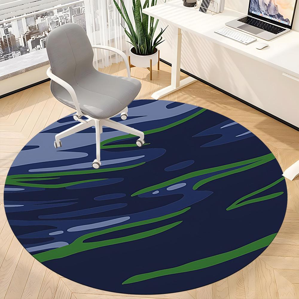 1pc Ocean Waves Office Round Rug, Non-slip, Soft and Durable Office Rug for Interior Decoration, Perfect for Office,Decoration yy260204093