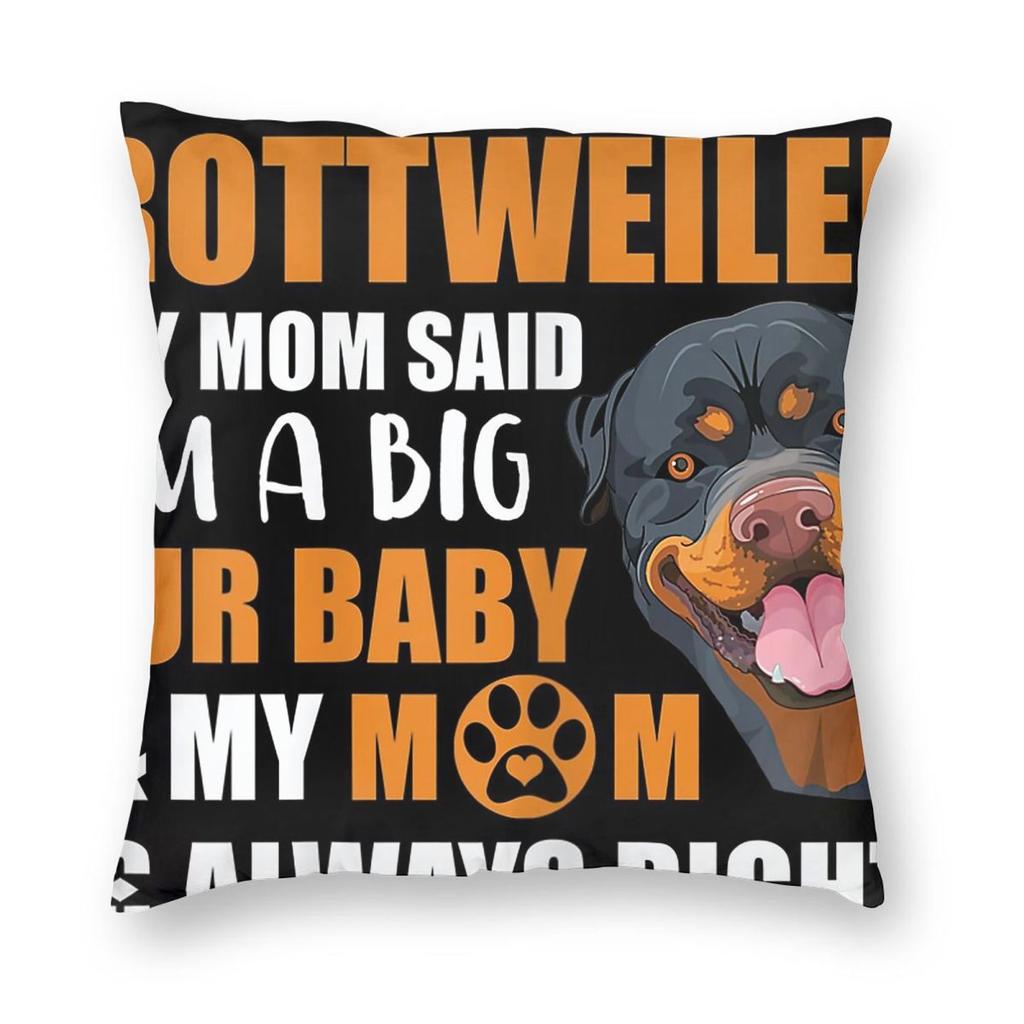 Rottweiler Big Fur Baby Square Pillowcase Polyester Linen Velvet Printed Zip Decor Throw Pillow Case Home Cushion Cover