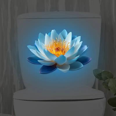 Самоклеящийся светящийся в темноте стикер на унитаз 'Лотос' Декорация крышки унитаза в ванной комнате Амбиентный декоративный стикер Настенный декор Наклейка
