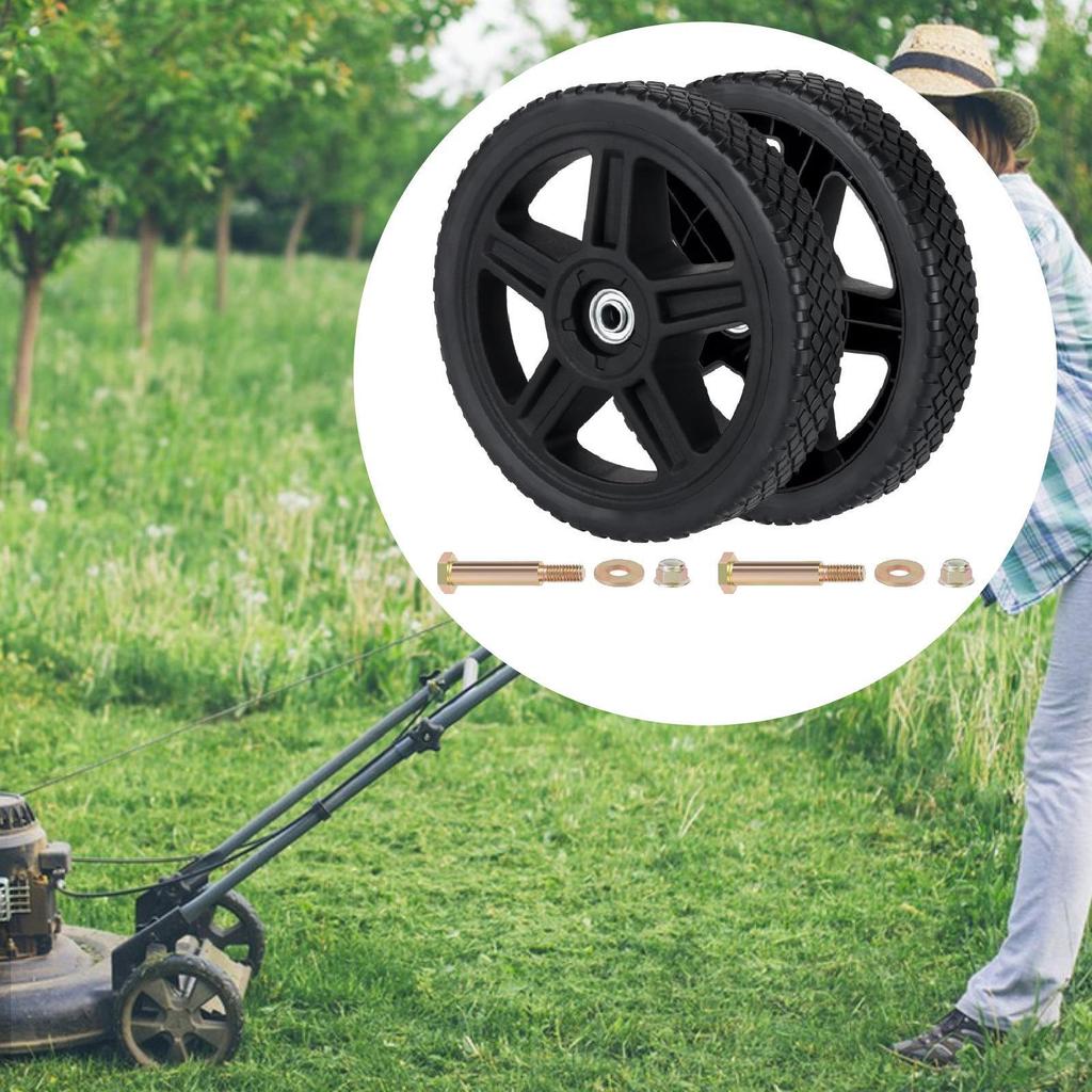 2Pcs Lawn Mower Wheels Bolts Nuts Garden Carts Replaces Push for Trolleys Riding Mowers