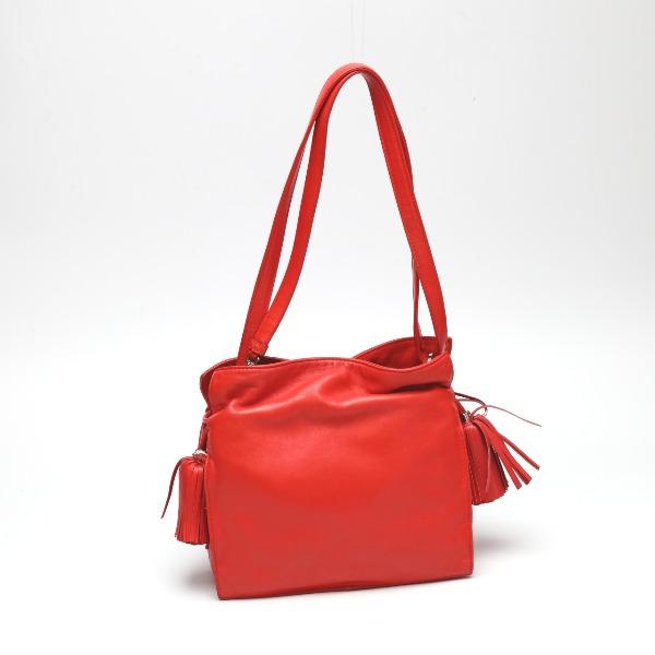 LOEWE leather Tassel Shoulder Bag leather Red Women 380 82 E17 Used