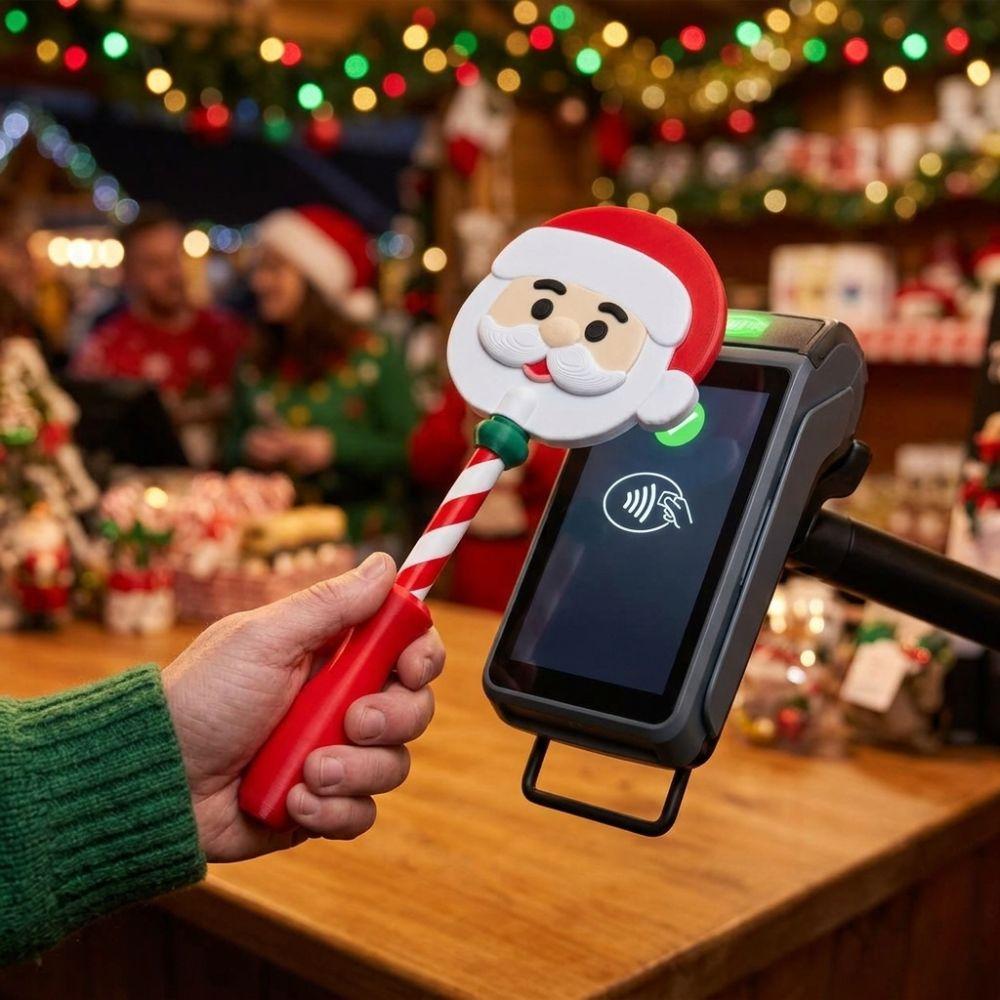 Plastic Christmas Credit Card Wand 3D Printed Santa Tap To Pay Wand Festive Shopping
