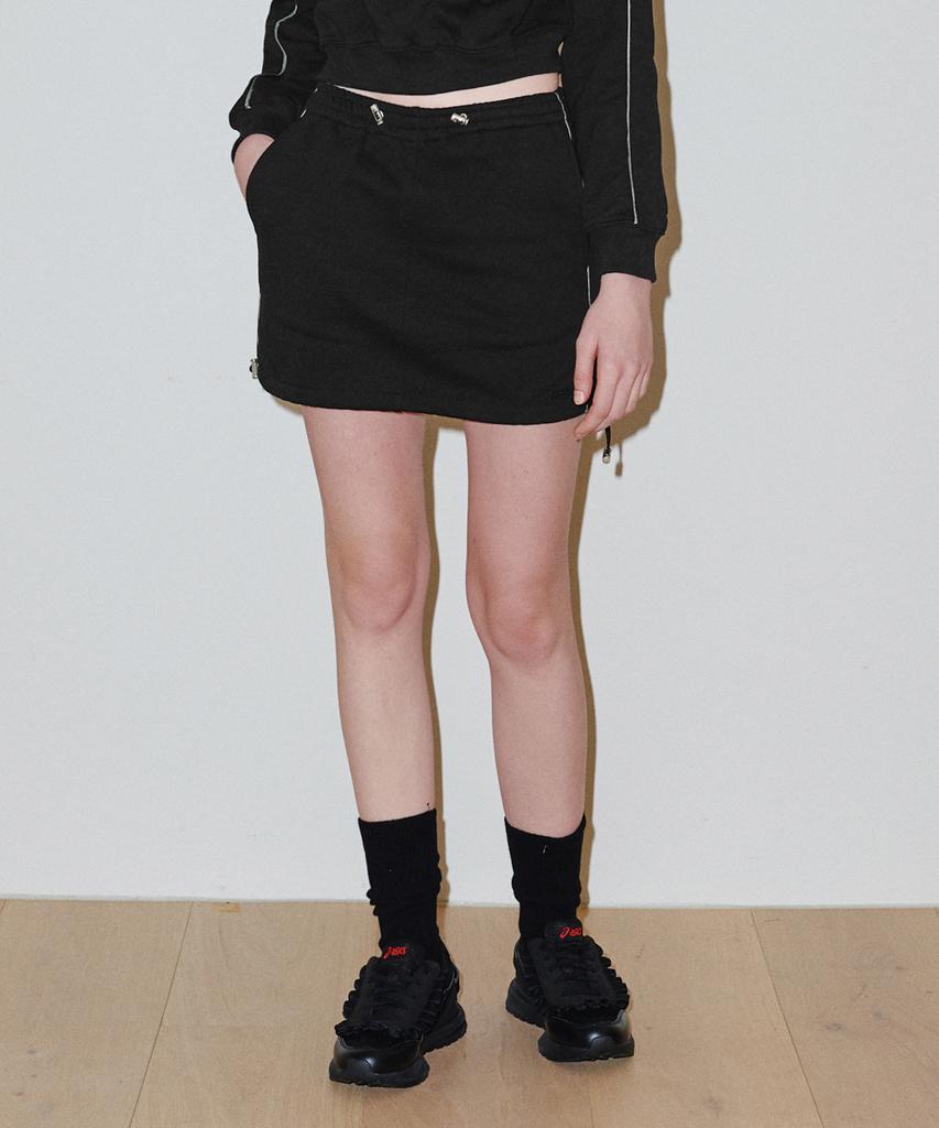 Belloel String Sweat Mini Skirt Black