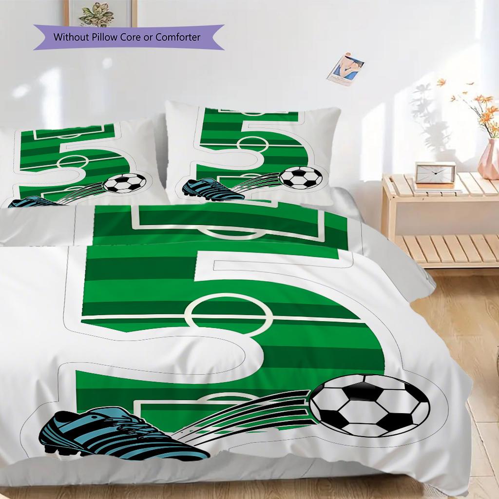 Yellow-green sports jersey number bedding, duvet cover, pillowcase, home decoration, birthday gift (1 * duvet cover+2 * pillowcase, coreless)