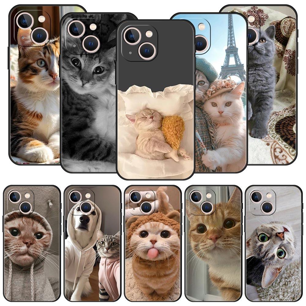 Чехол для телефона «Милая кошка, приносящая исцеление» для серии iPhone 17 16 15 14 13 12 11 Pro Max Plus Двухслойная защита