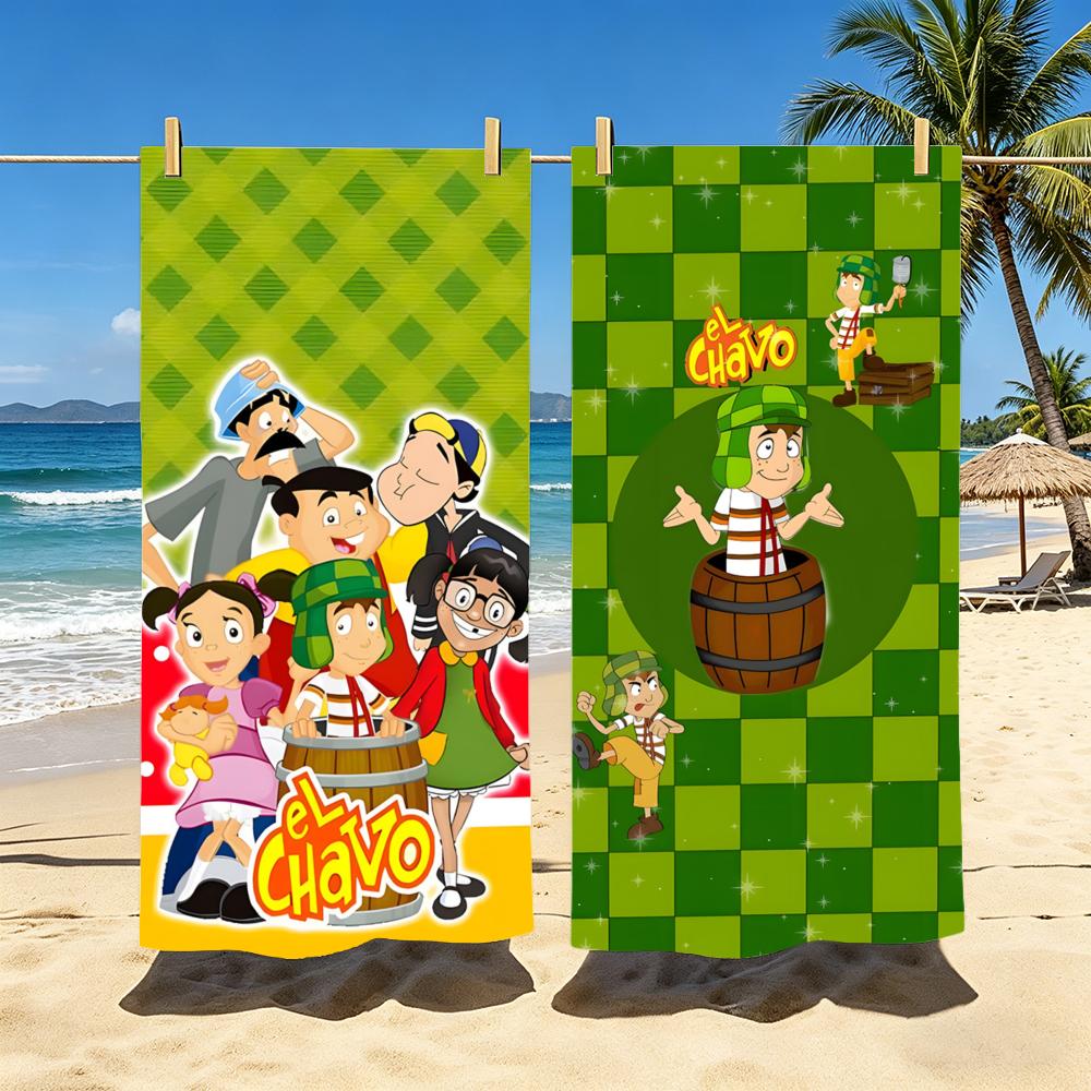 E-El Chavo Del Ocho Полотенце Полиэстер Пляжное Полотенце Быстросохнущее Не Прилипает Песок Банное Полотенце Для Лета Бассейна Путешествий Отпуска