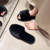 Women House Autumn Winter Furry Slippers Non-Slip Casual Indoor Flats Solid Colors Floor Shoes Ladies Flip Flops Warm Shoes