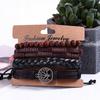 Men's Leather Bracelet, Eco Leather Set, Set Of 4, Tree Of Life, Vintage