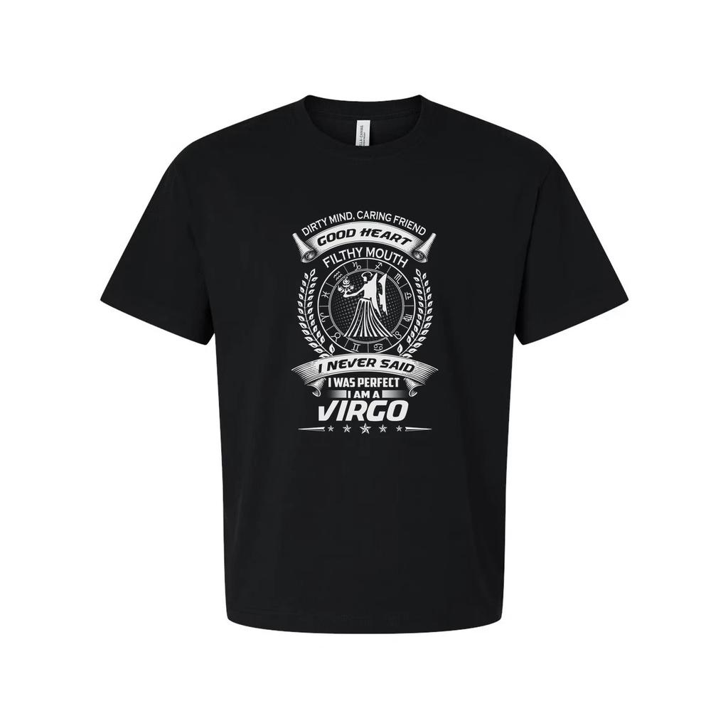Unisex Virgo Zodiac Graphic T Shirt With Circular Emblem And Inspirational Text