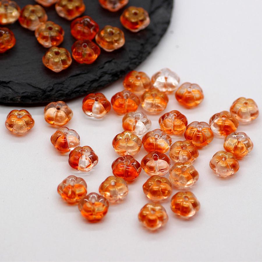 High Quality DIY Jewelry Accessories Lantern Decoration Fashion Beaded 8mm Bracelet Necklace 50Pcs Handmade Making Glass Materials Beads Pumpkin