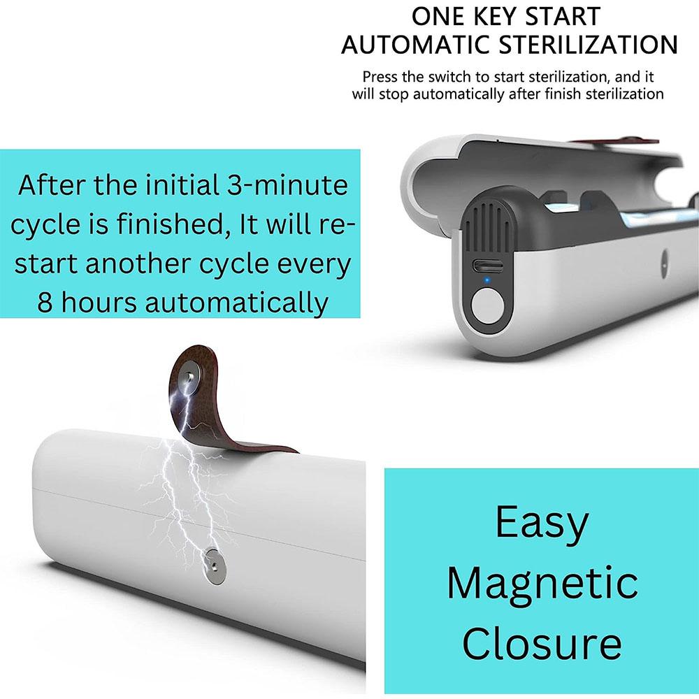 Портативный перезаряжаемый дезинфицирующий очиститель зубных щеток с УФ-лампой подходит для большинства зубных щеток