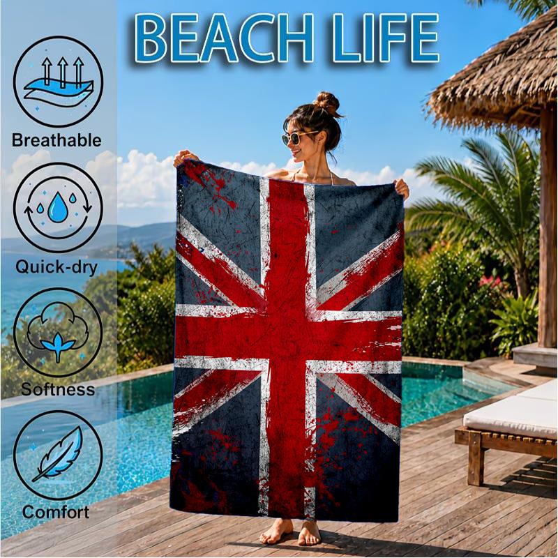 British Flag Artwork Beach Towel, Quick-drying, Easy to Care for, Suitable for Both Fitness and Beach Vacations,Sports Essential