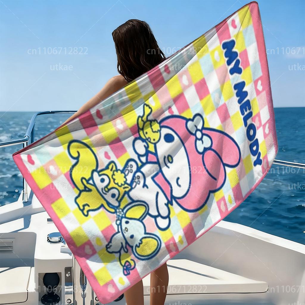 Микрофибровое пляжное полотенце My Melody Впитывающее Быстросохнущее Ультрамягкое Банное полотенце для Пляжа Бассейна Ванной Детей Взрослых