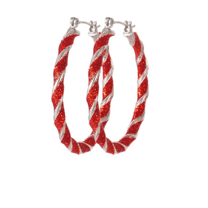 Exaggerated Red and Green Fashion Personality Christmas Day Colorful Spiral Geometric Earring Earrings