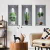 Green Plant Couplet Painting Simulation 3D Photo Frame Wall Sticker Bedroom Living Room Background Wall Sticker Self-adhesive Wall Sticker