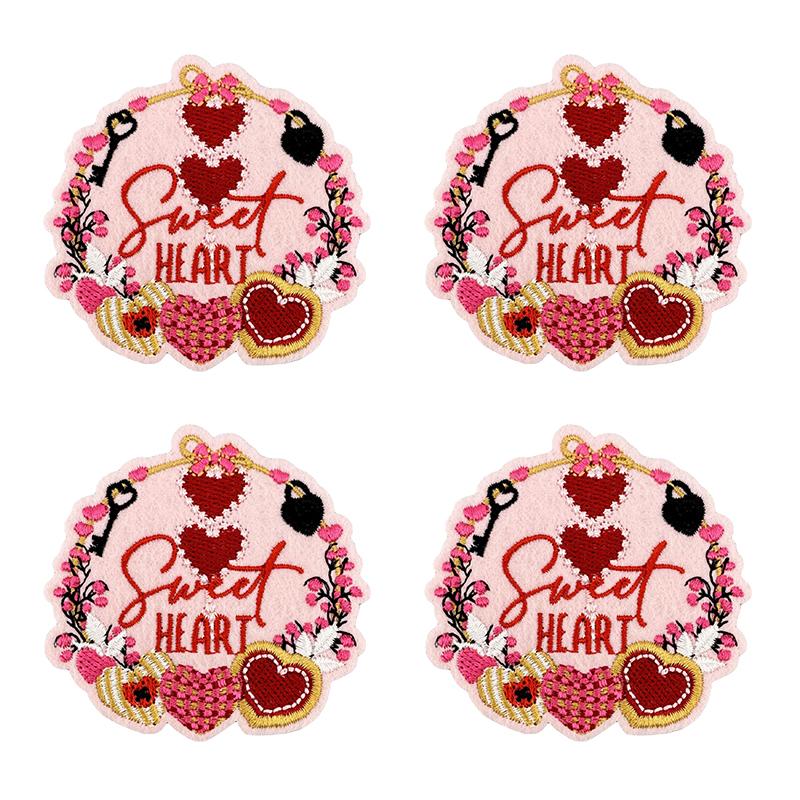 10PCS/lots Valentine's Day Embroidered Patches Pink Love Heart Patch Iron On Patches For Clothing Holiday Decoration Gift DIY